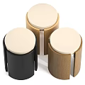 Natural Wooden Cylindrical Stand with Smooth White Top and Grain Design