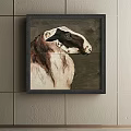 Detailed Lion Animal Painting With Smoky Blue White Background Framed Hanging On Wall