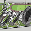 Modern Commercial Complex With High Rise Buildings Green Spaces And Pedestrian Areas