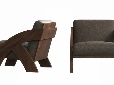 Modern Single Sofa With Wooden Frame And Brown Upholstery Stylish Design 3d model