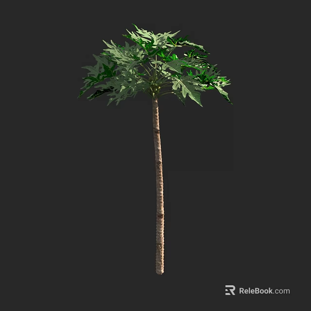 Tall Upright Arbor With Brown Trunk And Lush Green Leaves 3d model 