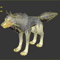 Animated 3D Wolf Character With Blue Gray White Fur And Yellow Eyes Standing Pose