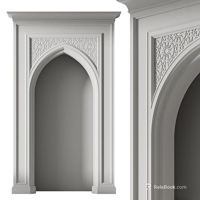 Islamic Style Archway Design Featuring Intricate Carved Patterns And Decorative Details 3d model 
