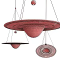 Modern Stylish Pendant Lights With Multiple Hanging Circular Frames And Glowing Glass Shades 3d model
