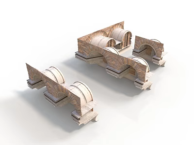 Historic Stone Arch Architectural Models Featuring Multiple Intricate Curved Structures 3d model