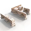 Historic Stone Arch Architectural Models Featuring Multiple Intricate Curved Structures