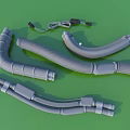 Gray Curved Tubular Components With Flexible Connectors And Black Cable
