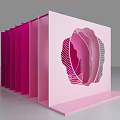Creative Public Facility Pink Flower Shaped 3D Art Installation With Female Figure