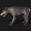 Fierce Scary Monster 3D Model With Rough Skin Sharp Teeth Aggressive Pose Dark Background