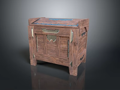 Rustic Vintage Wooden Chest With Metal Hardware Hinged Lid Sturdy Legs And Natural Texture 3d model