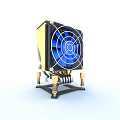 Computer Cooler with Blue Fan Gold Base and Springs for Efficient Cooling 3d model