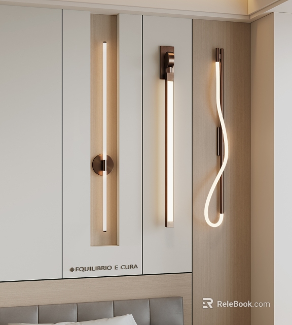 Modern Wall Sconces With Sleek Linear And Curved Designs For Home Interior Decor 3d model 