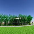 People Walking Near Modern Building With Green Lawn Street Lamps And Trees