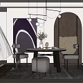 Modern Dining Table and Chair Combination 3d model