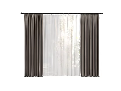 Modern Curtain Screen Fabric Pleated Curtain Solid Color 3d model