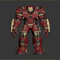 Red And Gold Armored Mech Game Movie Character In Standing Pose With Metallic Details
