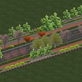 Wide Municipal Road With Yellow Double Lines And Colorful Trees Alongside
