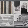 Stylish Modern Square Rugs With Geometric Stripes Circular Patterns And Neutral Tones