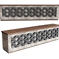 Modern Reception Desk With Patterned Brick Design And Wooden Top Surface 3d model