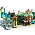 Colorful Outdoor Playground Equipment With Slide Playhouse And Climbing Structures For Kids