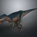 Realistic Dinosaur 3D Model With Standing Pose Blue Gray Skin And Open Mouth