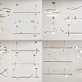Modern Chandelier Collection Featuring Circular Linear and Curved Designs for Interior Decor 3d model