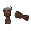 Musical Instruments Old Handmade Drums 3d model