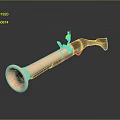 Vintage Copper Weapon With Flared Muzzle Polished Surface Wooden Stock And Metal Parts