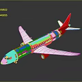 White Airplane Model With Red Stripes And Red Tail On Reflective Surface