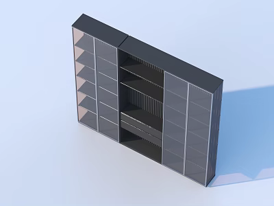 Modern Black Storage Cabinet With Glass Doors And Multiple Compartments 3d model