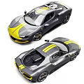 Gray And Yellow Ferrari Sports Car With Sleek Design And Alloy Wheels