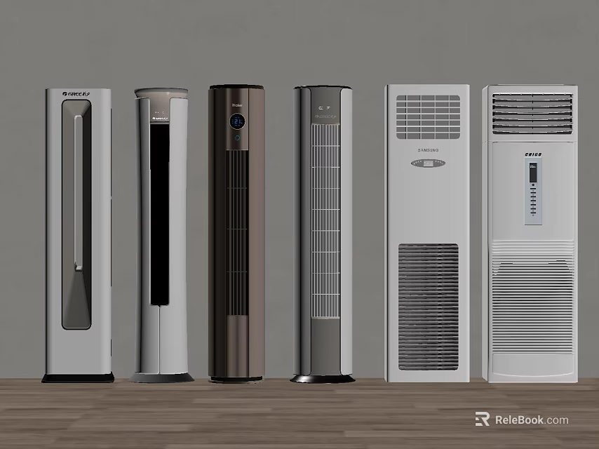 Modern Air Conditioner Fans With Sleek Tower Design And Multiple Color Options 3d model 