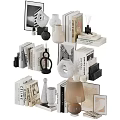 Modern Home Decorative Ornament Set With Black White Sculptures Books Photo Frames And Candle Holders