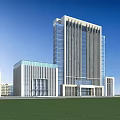 Modern Office Building Complex With Multiple Structures Roads And Green Areas 3d model