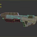 Futuristic Sci Fi Weapon With Metallic Body Green Indicator And Ergonomic Grip