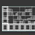 Modern Black Bookcase with Gold Trim Glass Doors and Closed Cabinets Filled with Books