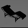 Cat Resting On Modern Black Chaise Lounge With Silver Metal Frame