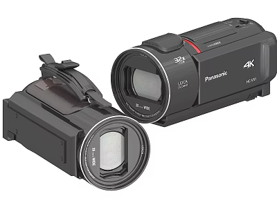 Panasonic 4K Digital Camcorders Two Portable Video Recording Devices with Lens 3d model