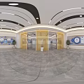 Modern Elevator Lobby Interior With Marble Floor Recessed Lighting And Glass Doors