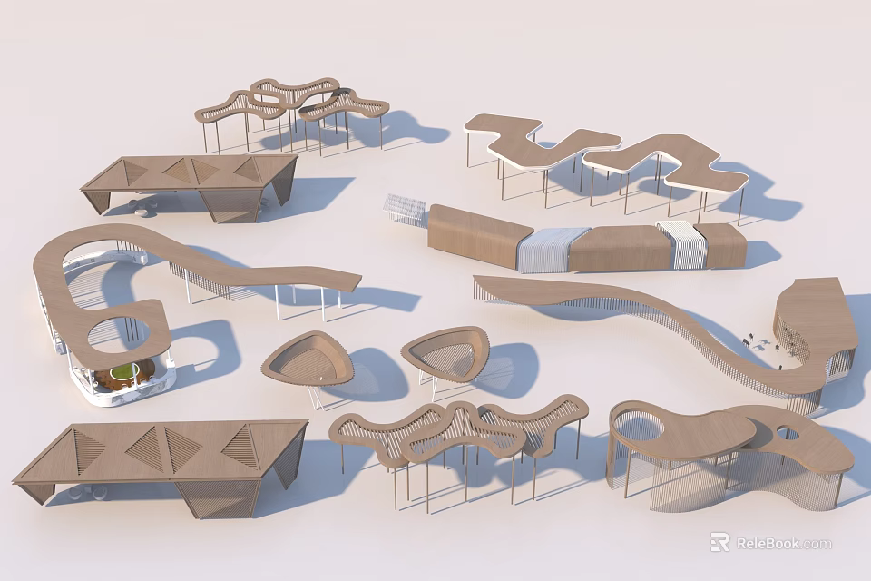 Modern Pergola Designs With Curved Structures And Geometric Shapes 3d model