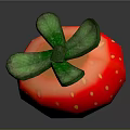 Fresh Juicy Bright Red Strawberry With Green Leaves And Yellow Seeds