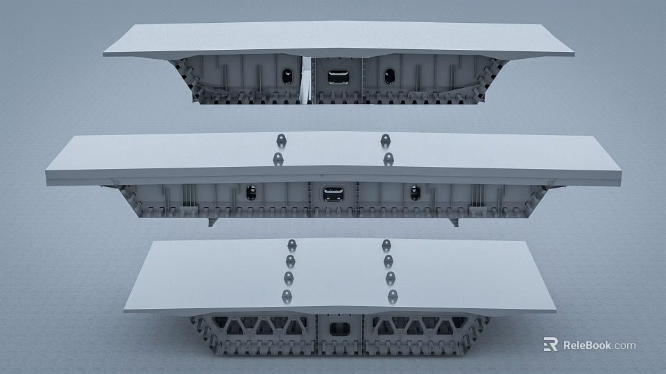 Architectural Structural Components With Multi Layer Steel Frame And Bolted Supports 3d model 