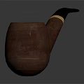 Elegant Brown Decorative Ornament Set With Black Stem Pipe And Red Bowl Accent