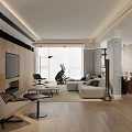 Modern Living Dining Room Interior With Sofa Wooden Flooring And Floor To Ceiling Windows