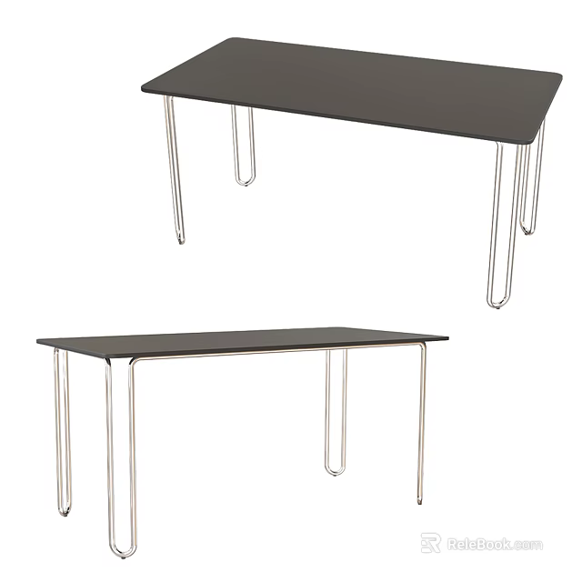 Modern Coffee Table With Black Tabletop And Sleek Metal Legs Design 3d model 