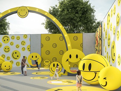 Modern Amusement Equipment Outdoor Yellow Smiley Theme Park Device Sculpture model