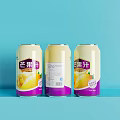 Refreshing Canned Mango Juice Drinks with Three Cans on Blue Background