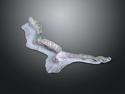 Detailed 3D Topographic Terrain Model With Mountain Range And Valley Structure 3d model