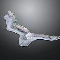 Detailed 3D Topographic Terrain Model With Mountain Range And Valley Structure