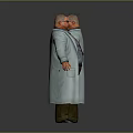 3D Character Model Wearing Blue Coat Red Tie Brown Pants Front Back View 3d model